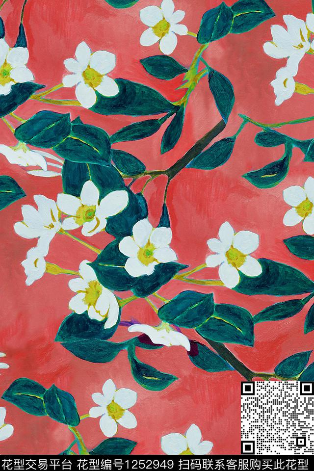 花卉抽象油画华亿平台数码印花华亿平台下载（图片编号: 1252949） - 瓦栏（Walan）