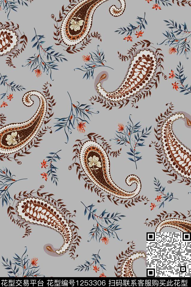 花卉大牌风抽象数码印花华亿平台下载（图片编号: 1253306） - 瓦栏（Walan）