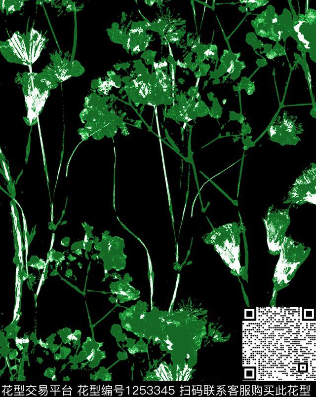 涂鸦玫瑰花笔画数码印花华亿平台下载（图片编号: 1253345） - 瓦栏（Walan）