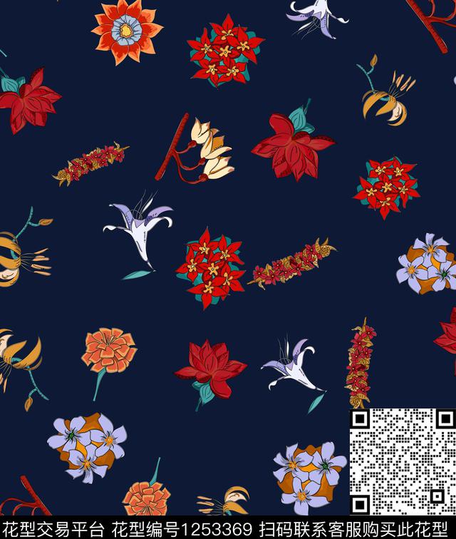 小碎花绿植树叶VALENTINO数码印花华亿平台下载（图片编号: 1253369） - 瓦栏（Walan）