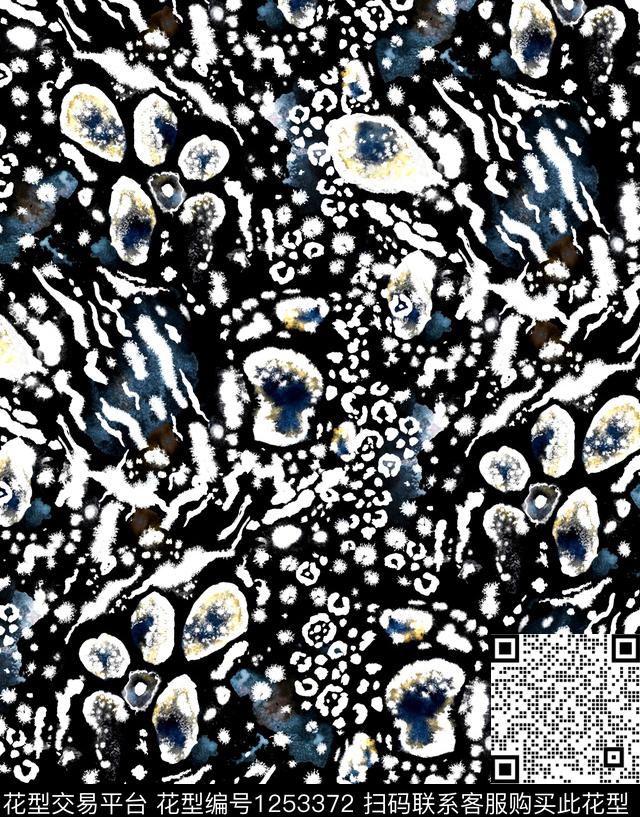 涂鸦玫瑰花笔画数码印花华亿平台下载（图片编号: 1253372） - 瓦栏（Walan）