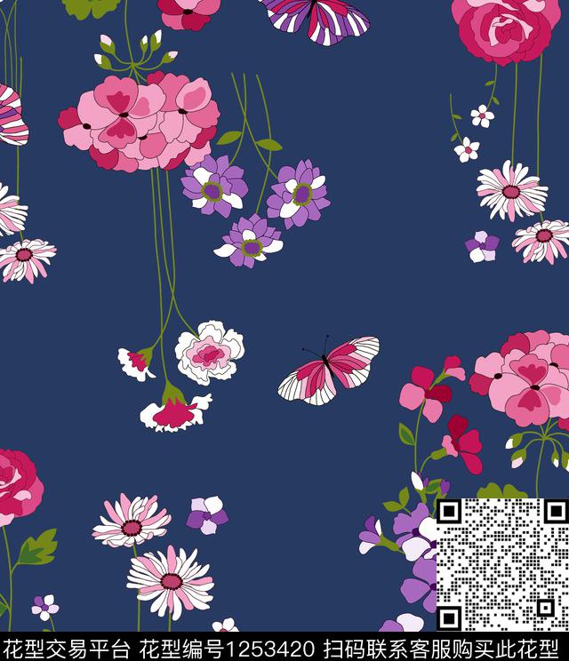 小碎花绿植树叶VALENTINO数码印花华亿平台下载（图片编号: 1253420） - 瓦栏（Walan）