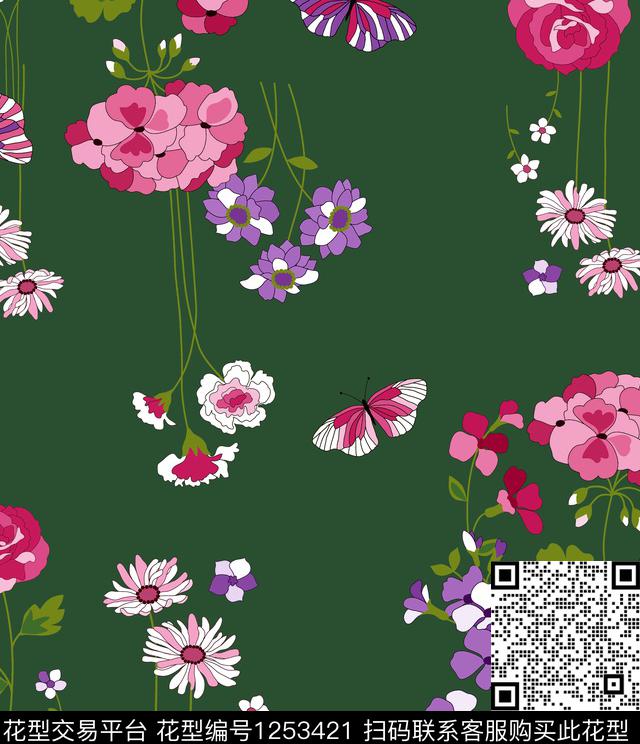 小碎花绿植树叶VALENTINO数码印花华亿平台下载（图片编号: 1253421） - 瓦栏（Walan）