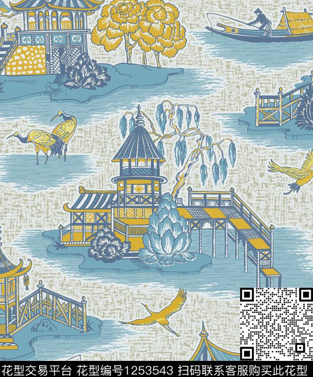风景定位波西米亚提花华亿平台传统印花华亿平台下载（图片编号: 1253543） - 瓦栏（Walan）