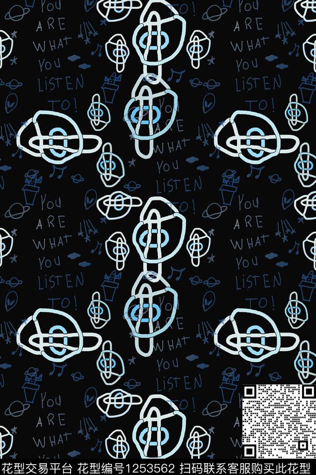 男装休闲花卉手绘线条笔触手绘涂鸦图案数码印花华亿平台下载（图片编号: 1253562） - 瓦栏（Walan）