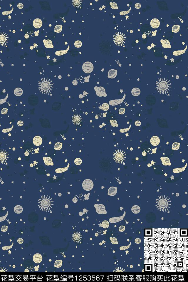 男装休闲花卉手绘涂鸦图案星空物语传统印花华亿平台下载（图片编号: 1253567） - 瓦栏（Walan）