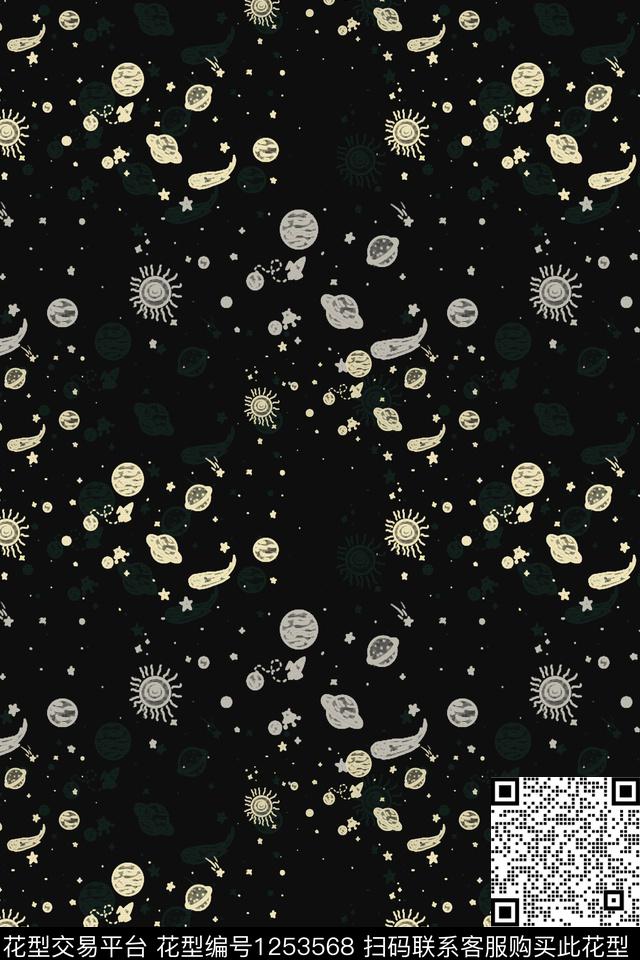 男装休闲花卉手绘涂鸦图案星空物语传统印花华亿平台下载（图片编号: 1253568） - 瓦栏（Walan）