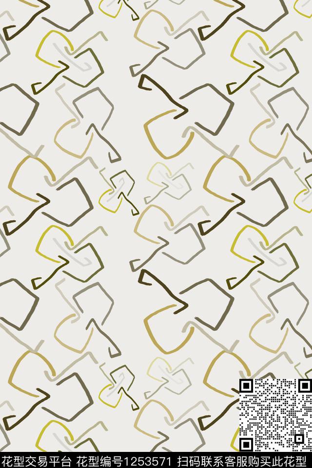 手绘线条笔触手绘涂鸦图案男装休闲花卉传统印花华亿平台下载（图片编号: 1253571） - 瓦栏（Walan）