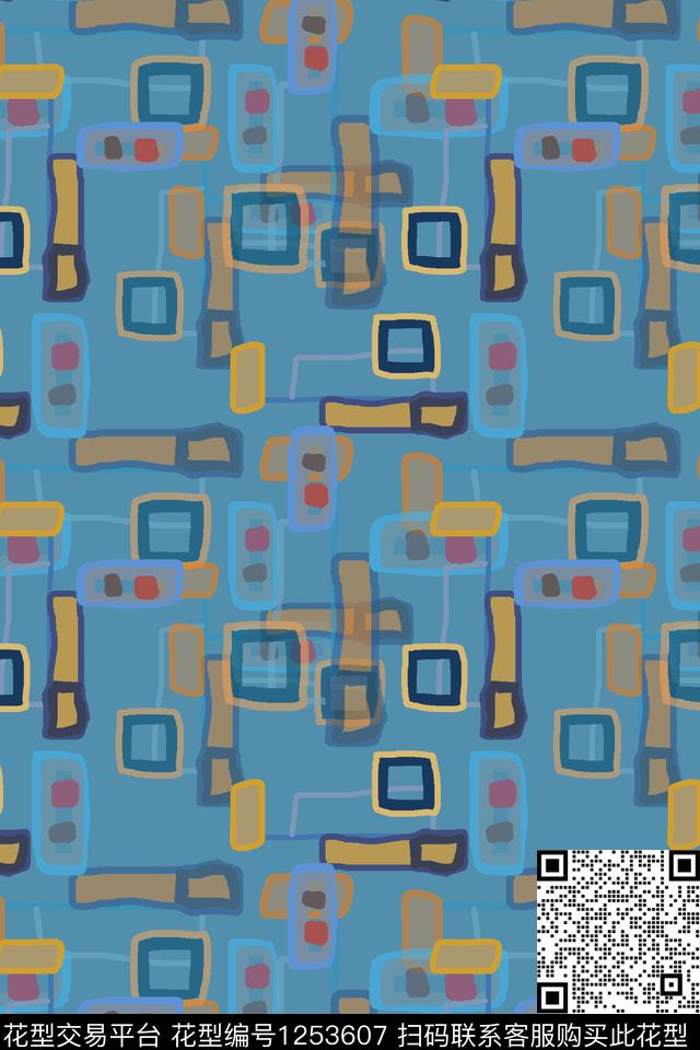 几何手绘线条笔触男装休闲花卉传统印花华亿平台下载（图片编号: 1253607） - 瓦栏（Walan）