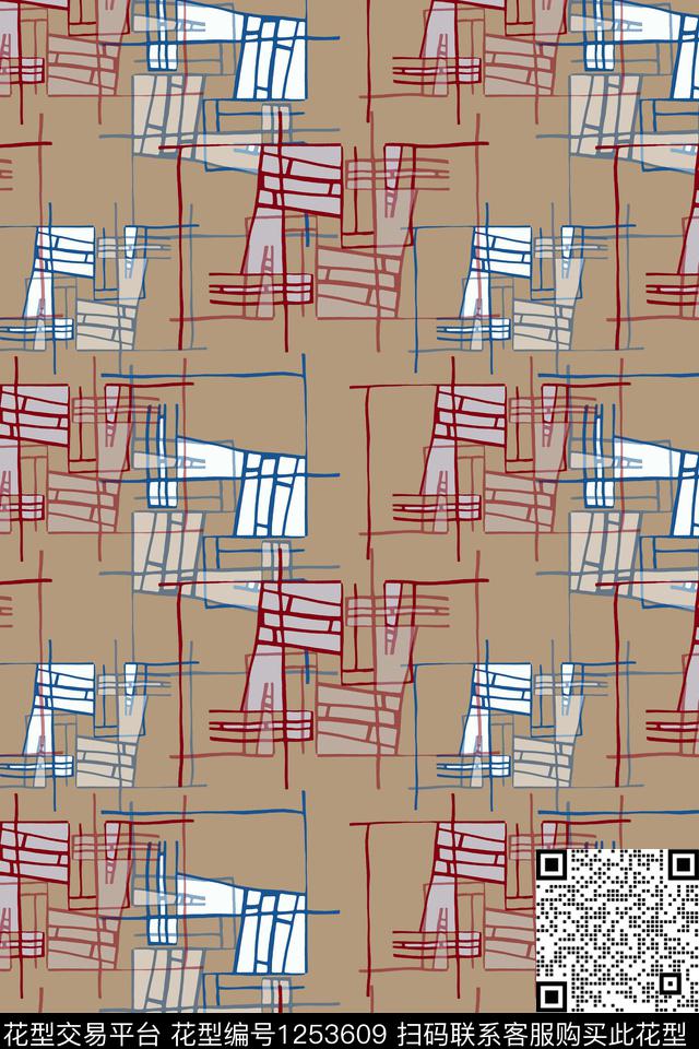 几何手绘线条笔触男装休闲花卉传统印花华亿平台下载（图片编号: 1253609） - 瓦栏（Walan）