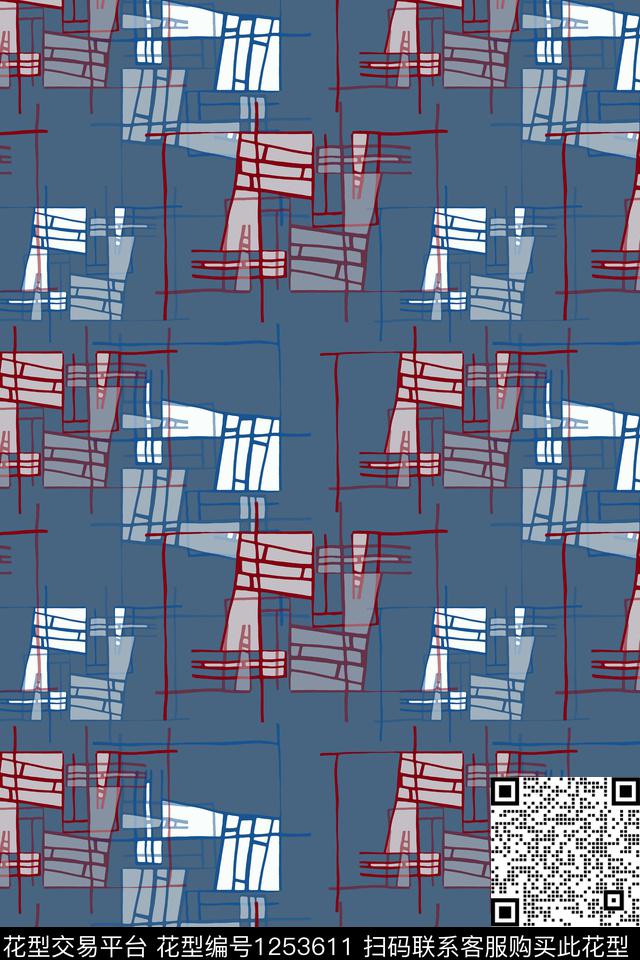 几何手绘线条笔触男装休闲花卉传统印花华亿平台下载（图片编号: 1253611） - 瓦栏（Walan）