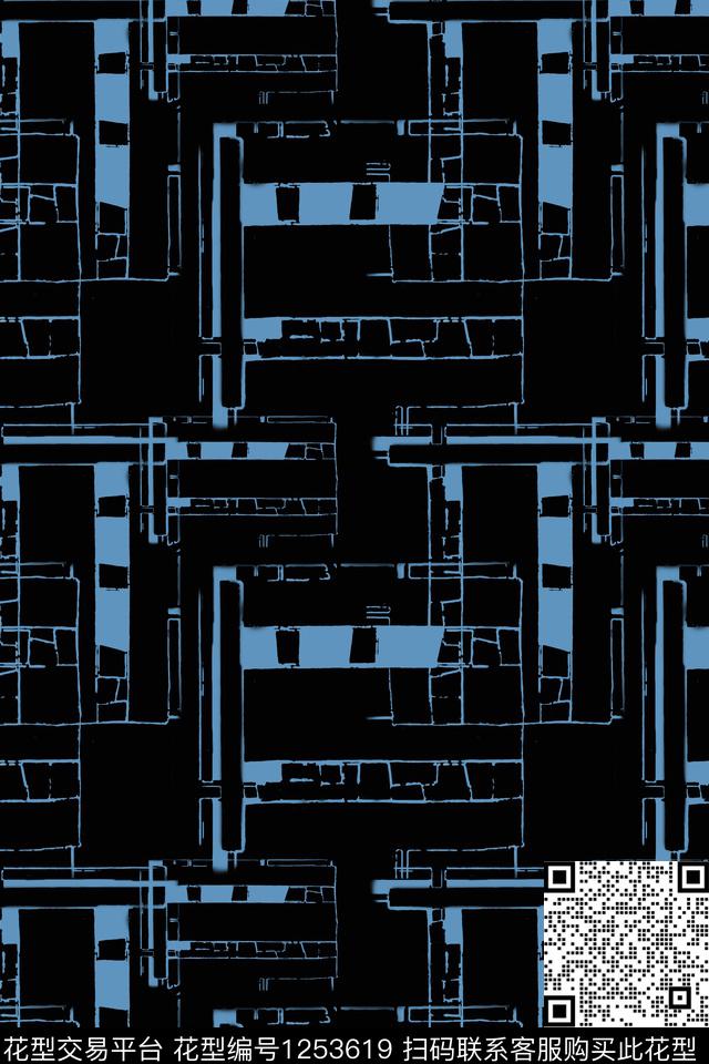 几何密铺几何格子混搭传统印花华亿平台下载（图片编号: 1253619） - 瓦栏（Walan）