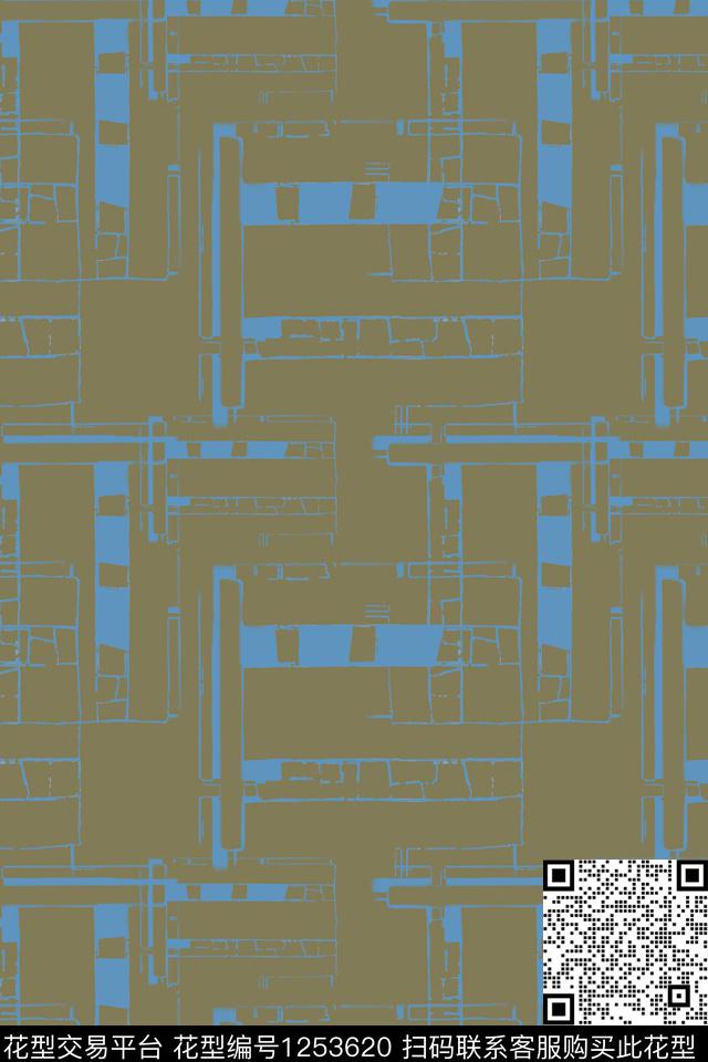 几何密铺几何格子混搭传统印花华亿平台下载（图片编号: 1253620） - 瓦栏（Walan）