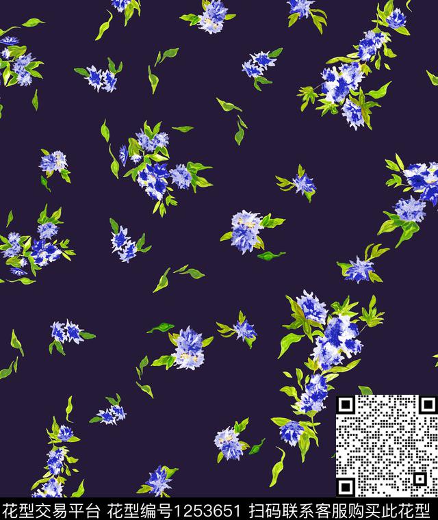 玫瑰花大牌风小碎花数码印花华亿平台下载（图片编号: 1253651） - 瓦栏（Walan）