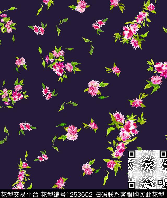 玫瑰花大牌风小碎花数码印花华亿平台下载（图片编号: 1253652） - 瓦栏（Walan）