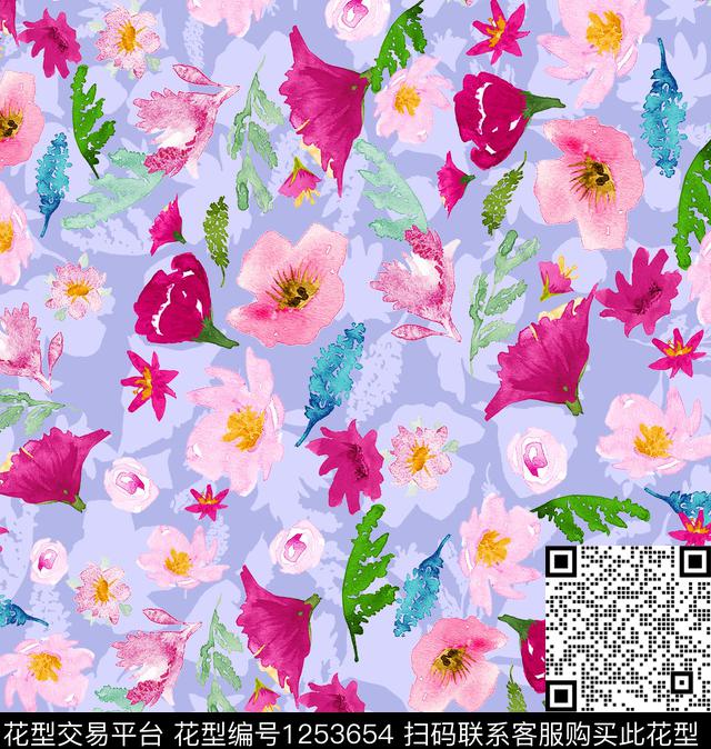 玫瑰花大牌风小碎花数码印花华亿平台下载（图片编号: 1253654） - 瓦栏（Walan）