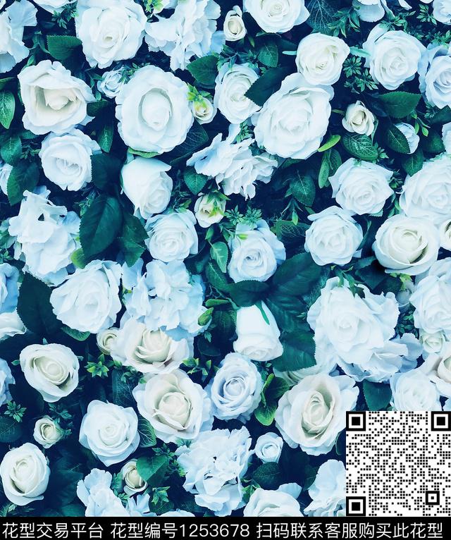 玫瑰花大牌风小碎花数码印花华亿平台下载（图片编号: 1253678） - 瓦栏（Walan）
