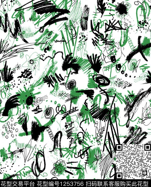 涂鸦小碎花蜡笔画传统印花华亿平台下载（图片编号: 1253756） - 瓦栏（Walan）