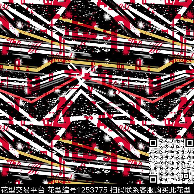 几何男装大牌风格子数码印花华亿平台下载（图片编号: 1253775） - 瓦栏（Walan）