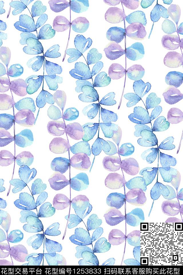 女装绿植树叶花卉数码印花华亿平台下载（图片编号: 1253833） - 瓦栏（Walan）