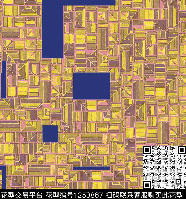 炫彩抽象格子数码印花华亿平台下载（图片编号: 1253867） - 瓦栏（Walan）