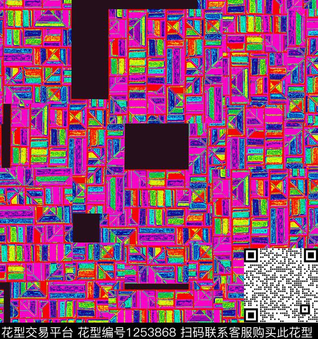 炫彩抽象格子数码印花华亿平台下载（图片编号: 1253868） - 瓦栏（Walan）