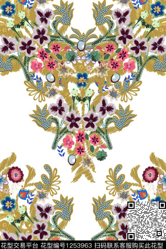 卡通花卉女装数码印花华亿平台下载（图片编号: 1253963） - 瓦栏（Walan）