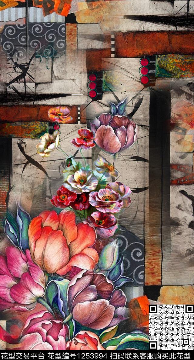 羽绒服花卉定位花数码印花华亿平台下载（图片编号: 1253994） - 瓦栏（Walan）