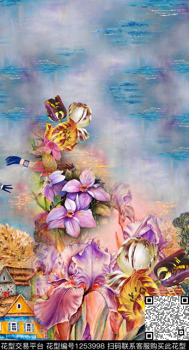 羽绒服花卉定位花数码印花华亿平台下载（图片编号: 1253998） - 瓦栏（Walan）