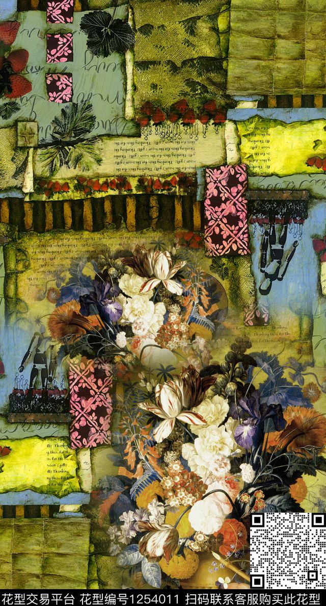 羽绒服花卉定位花数码印花华亿平台下载（图片编号: 1254011） - 瓦栏（Walan）