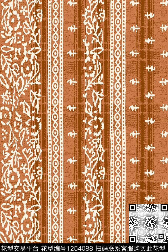 大牌风条纹民族风数码印花华亿平台下载（图片编号: 1254088） - 瓦栏（Walan）