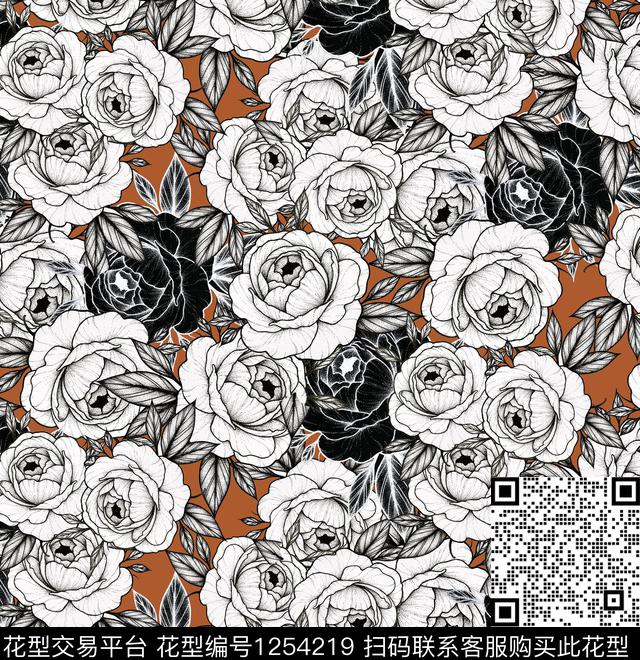 大牌风花卉复古数码印花华亿平台下载（图片编号: 1254219） - 瓦栏（Walan）