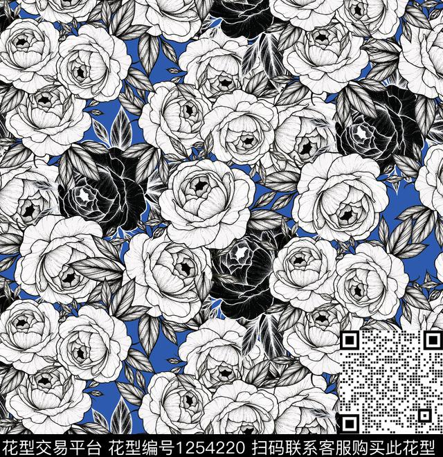 大牌风花卉复古数码印花华亿平台下载（图片编号: 1254220） - 瓦栏（Walan）