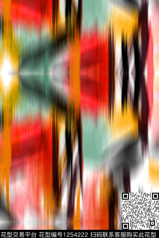 抽象几何炫彩数码印花华亿平台下载（图片编号: 1254222） - 瓦栏（Walan）