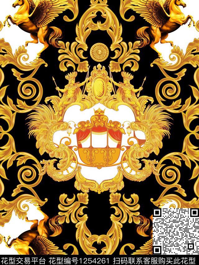 大牌风宫廷风男装数码印花华亿平台下载（图片编号: 1254261） - 瓦栏（Walan）