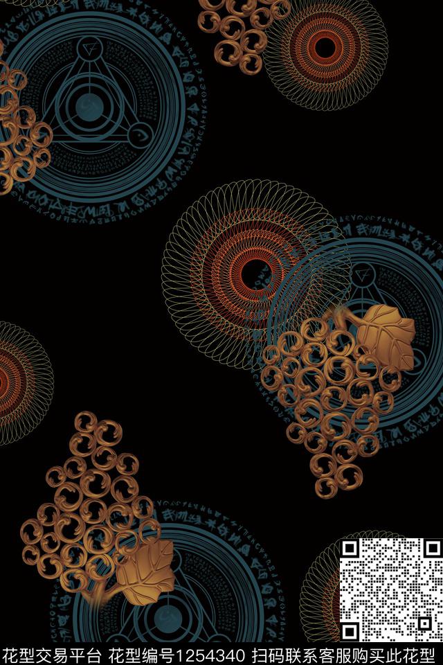 线条几何曼陀罗数码印花华亿平台下载（图片编号: 1254340） - 瓦栏（Walan）