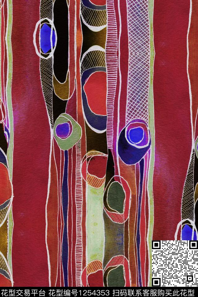 线条几何肌理数码印花华亿平台下载（图片编号: 1254353） - 瓦栏（Walan）