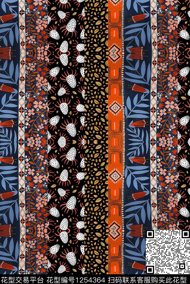 几何中老年民族风数码印花华亿平台下载（图片编号: 1254364） - 瓦栏（Walan）