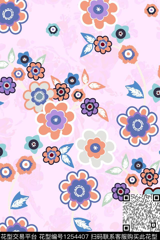 花卉大牌风清爽底花卉传统印花华亿平台下载（图片编号: 1254407） - 瓦栏（Walan）