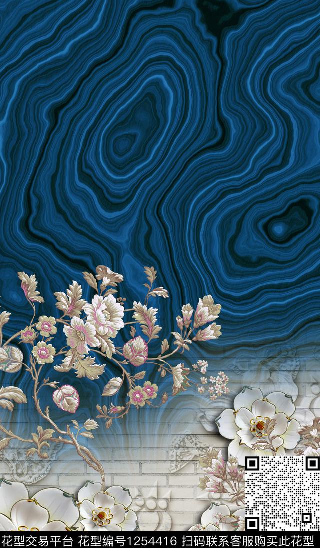 定位花花卉大牌风数码印花华亿平台下载（图片编号: 1254416） - 瓦栏（Walan）