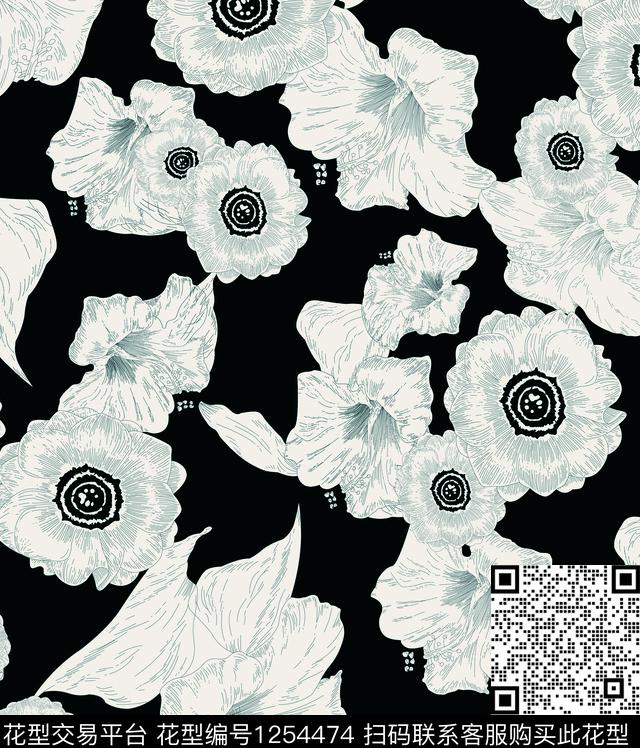 中东黑白华亿平台传统印花华亿平台下载（图片编号: 1254474） - 瓦栏（Walan）