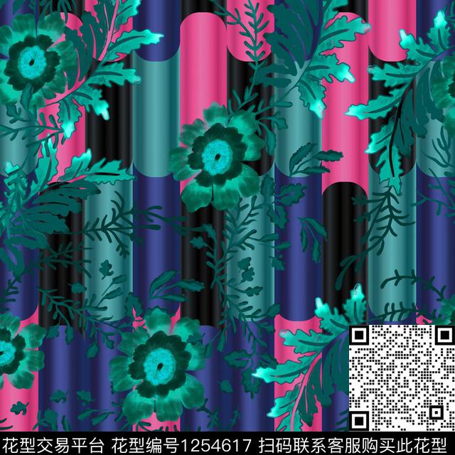 几何男装花卉数码印花华亿平台下载（图片编号: 1254617） - 瓦栏（Walan）