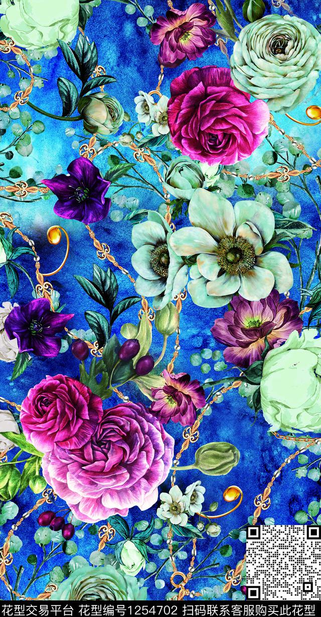 花卉大牌风数码华亿平台数码印花华亿平台下载（图片编号: 1254702） - 瓦栏（Walan）