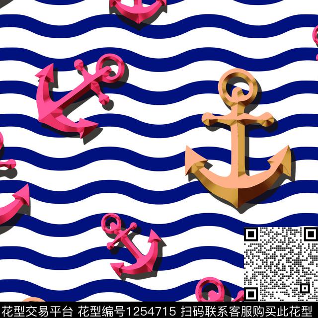 几何船锚数码华亿平台数码印花华亿平台下载（图片编号: 1254715） - 瓦栏（Walan）