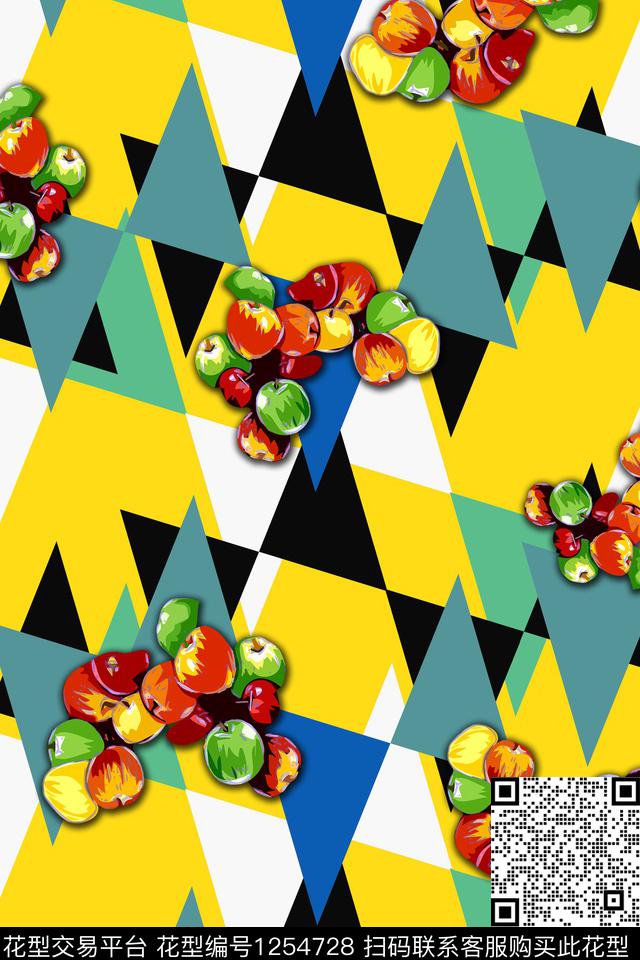 几何女装水果数码印花华亿平台下载（图片编号: 1254728） - 瓦栏（Walan）