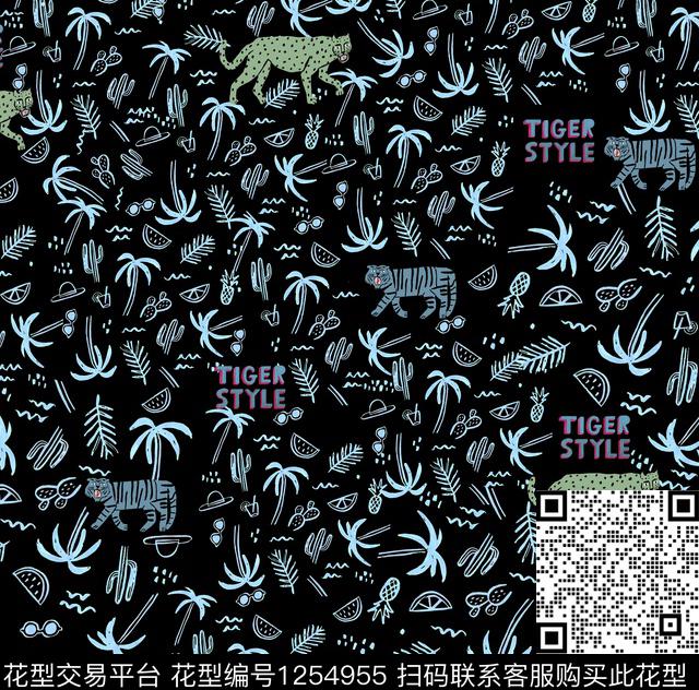 动物少女植物数码印花华亿平台下载（图片编号: 1254955） - 瓦栏（Walan）