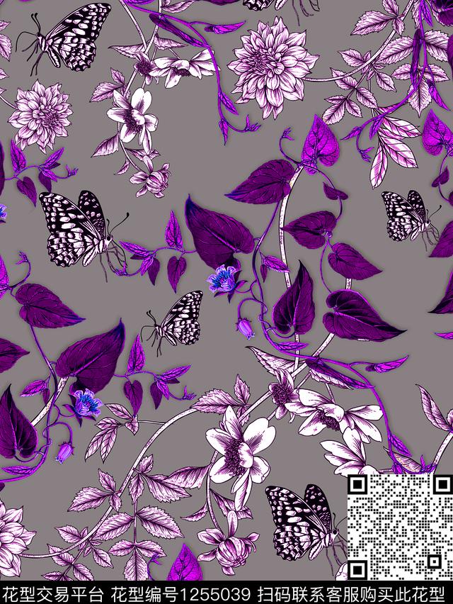时尚数码华亿平台花卉数码印花华亿平台下载（图片编号: 1255039） - 瓦栏（Walan）
