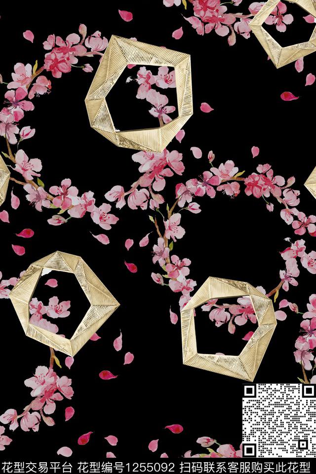 小花瓣休闲风数码印花华亿平台下载（图片编号: 1255092） - 瓦栏（Walan）