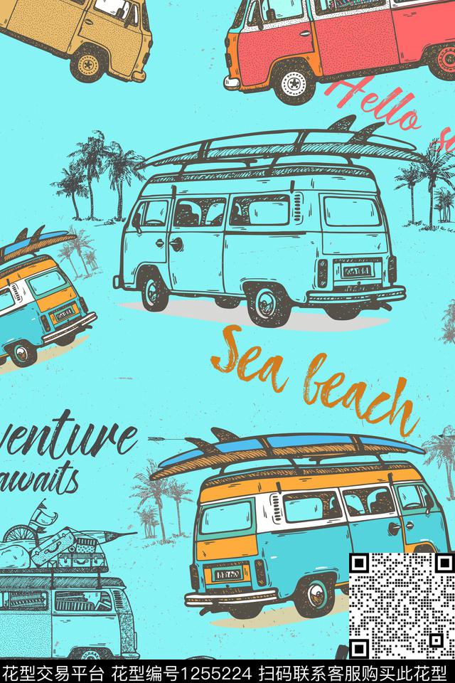 汽车旅游休闲风数码印花华亿平台下载（图片编号: 1255224） - 瓦栏（Walan）