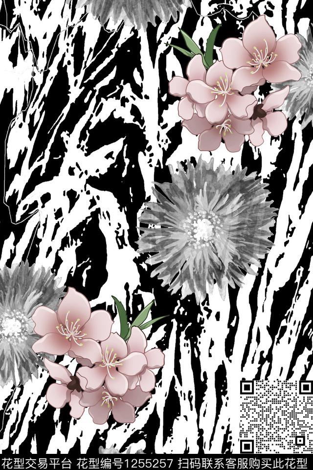 抽象花卉休闲数码印花华亿平台下载（图片编号: 1255257） - 瓦栏（Walan）